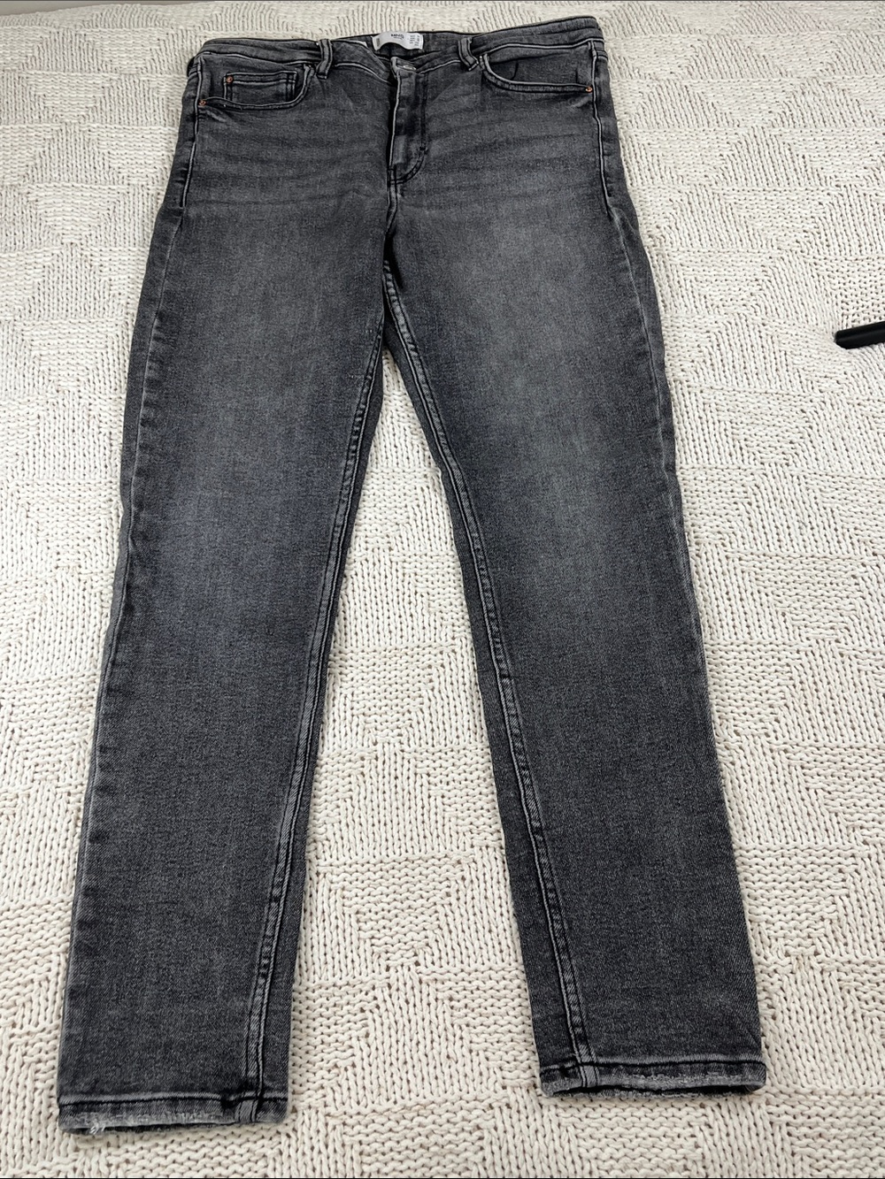 MNG Denim High-Rise Skinny Jeans in Charcoal Gray